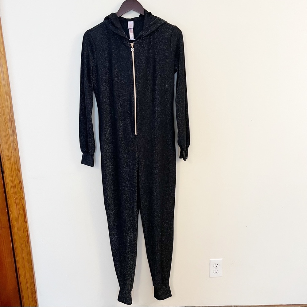 SAVAGE x FENTY Sleep & Shine Hooded Onesie in black silver shine lurex Sz M - Picture 2 of 11